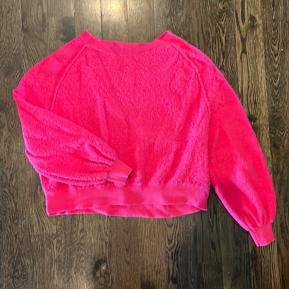 Free People Hot Pink Fuzzy Crewneck Sweater